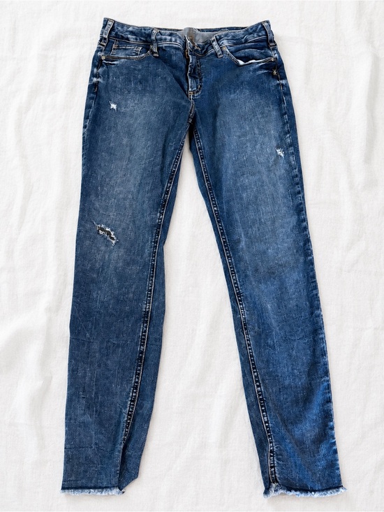 Silver Jeans Denim - Silver Jeans Women's Skinny Distressed Dark Blue Denim